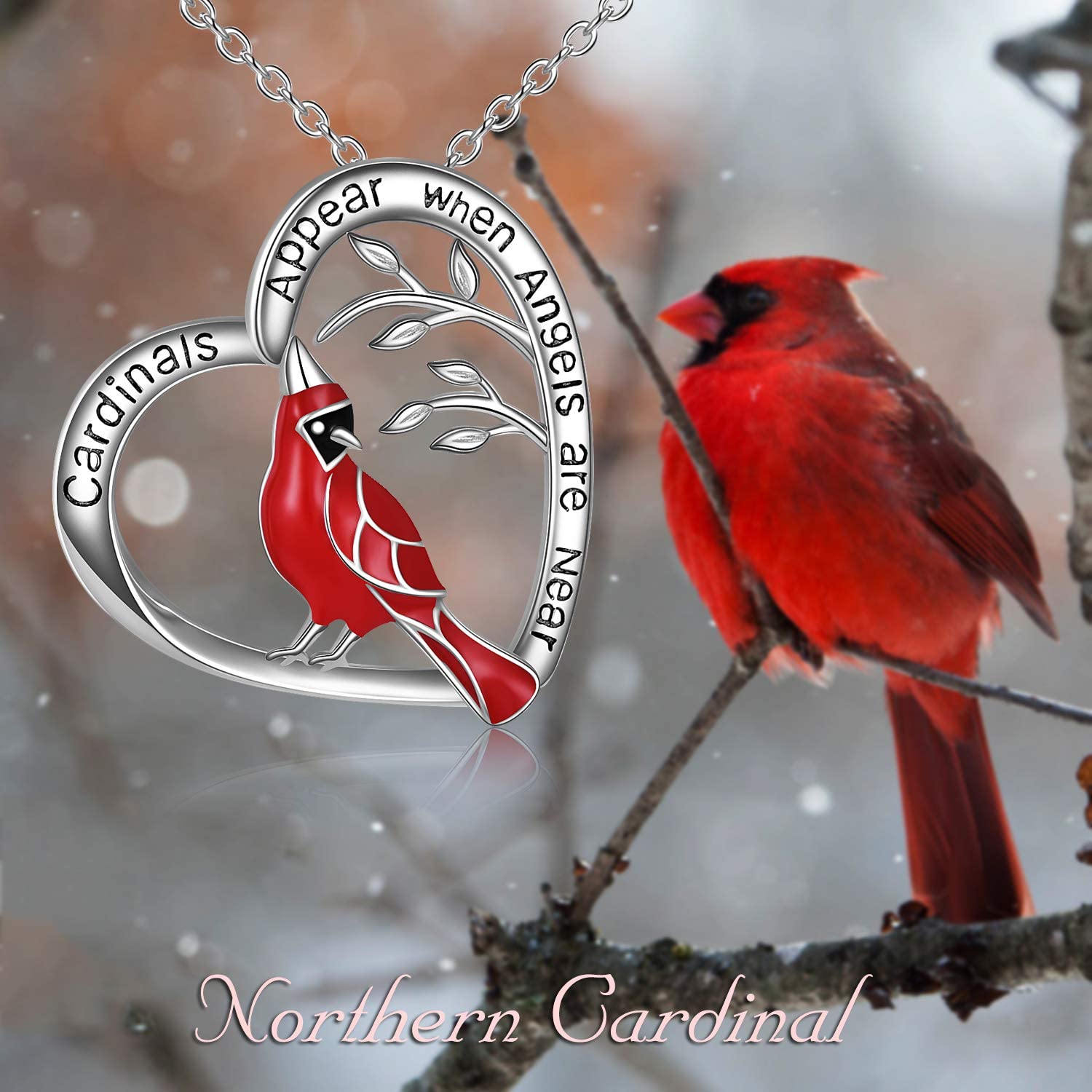 Cardinal Gifts Women St Louis Cardinals Bird Necklace Heart-shaped